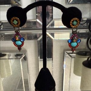 Sorrelli Signed Vintage Multicolor Crystal & Gemstone Earrings